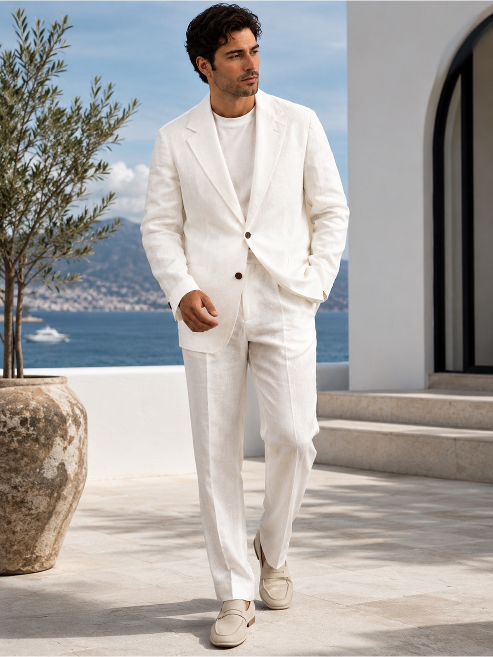 White 100% linen